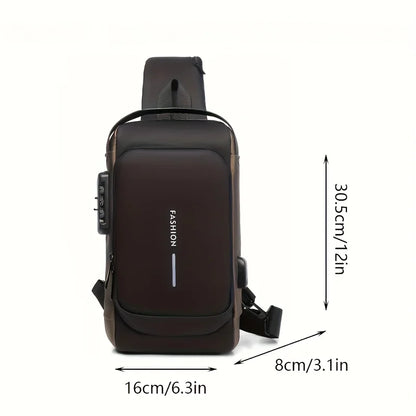 Anti-diefstal borsttas voor heren, modieuze schuine motor- en casual sportrugzak, duurzame Oxford-stof
