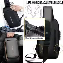 Anti-diefstal borsttas voor heren, modieuze schuine motor- en casual sportrugzak, duurzame Oxford-stof